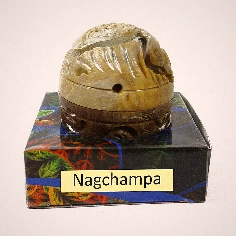Handmade Nag Champa Fragrance Natural Solid Perfume HandCraft Stone Jar Spray 8g